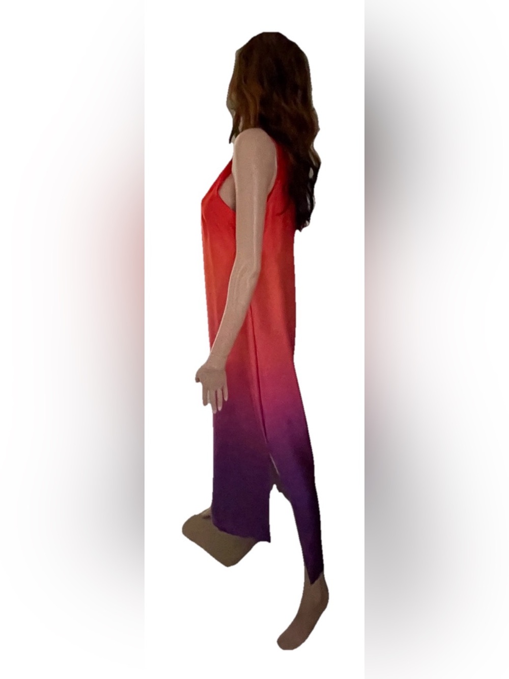 NICOLE MILLER New York Silky Gradient COLUMN Slip DRESS Size Large - Picture 7 of 8
